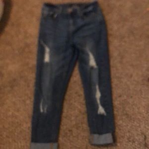 Blue denim ripped jeans